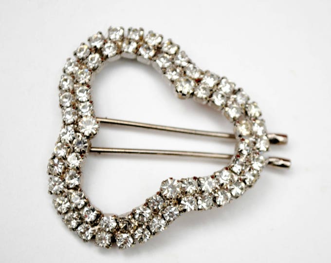 Rhinestone hair clip - silver Clover shape barrette - bobby pin - Wedding bride