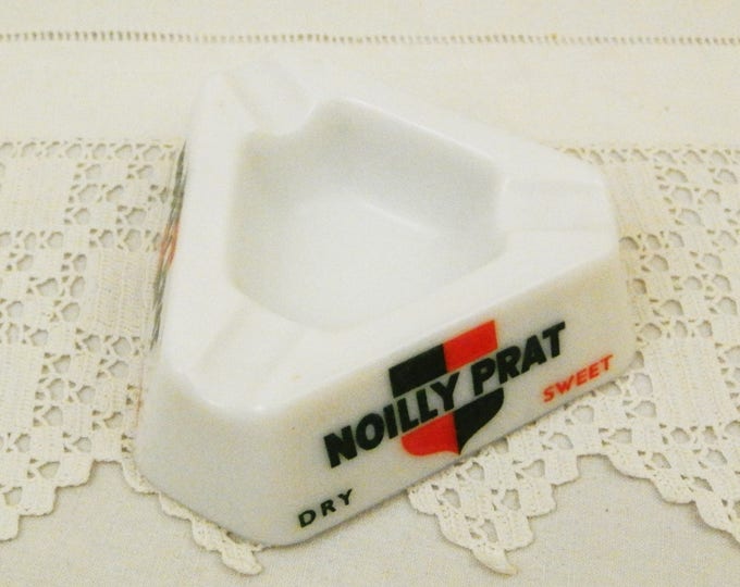 Vintage Mid Century French White Milk Glass Nouilly Prat Promotional Advertising Ashtray, 60s, 70s Retro Collectible Tobacciana from France Vintage Mid Century French White Milk Glass Nouilly Prat Promotional Advertising Ashtray, 60s, 70s Retro Collectible Tobacciana from France