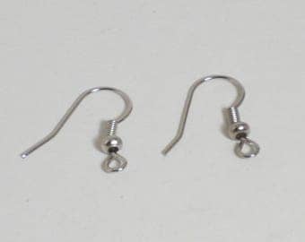 20 American ear hook silver metal 20mm