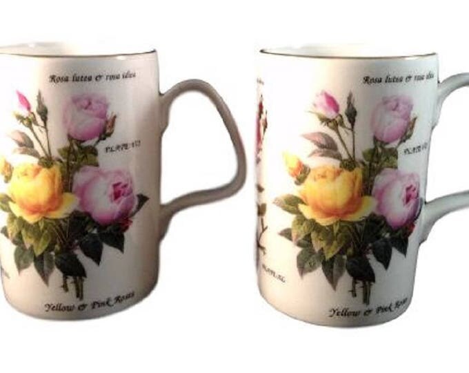 6 - English Bone China Coffee Mugs, Gift-For-The-Wife, Christmas Gift For Her, Floral Coffee Mug Set