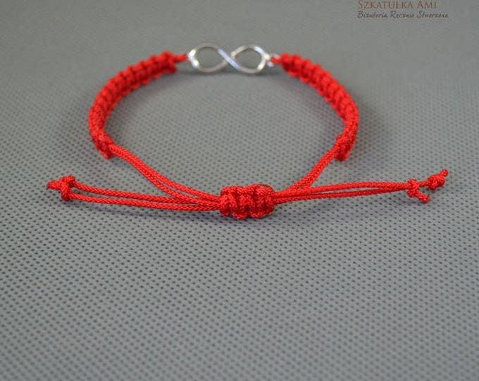Infinity red bracelet rope twine basketwork cord best frend Unisex Bracelets Gift Anniversary Birthday Gift long distance Tiny jewelry charm