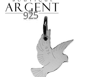 17.6 X 11.7 mm - silver charm 925 Silver Dove pendant-