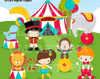 50% OFF SALE Circus Digital Clipart for Personal and Commercial use / INSTANT Download