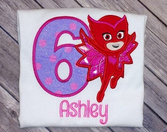 Owlette birthday shirt, PJ Masks birthday shirt, PJ Masks