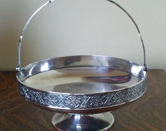 Victorian Silver Plate Pedestal Handled Basket, Compote, Gorham,Monogram,Wedding Gift,Collectible Silver,Anniversary Present,Vintage Gift, R