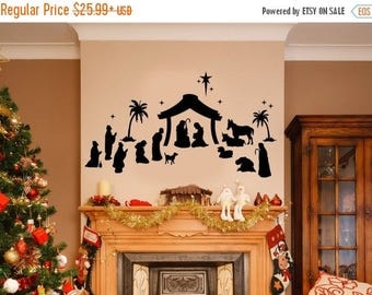 CLEARANCE SALE Christmas Decor - Nativity Set - Nativity Wall Decal - Black - Christmas Decorations - Nativity - Holiday Decor - Christmas W
