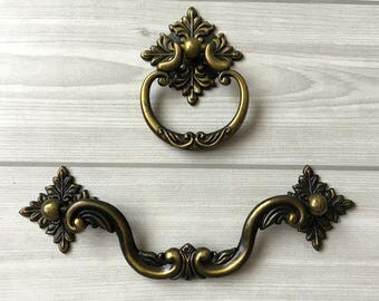 6" Drop Bail Dresser Pulls Drawer Pull Handles Ring Rustic Vintage Style Cabinet Door Pulls Handle Lynns Hardware Antique Gold Bronze 150 mm