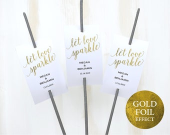 Gold Wedding Sparkler Tag, Let Love Sparkle, Wedding Sparkler Tags, Sparkler Send Off, Printable Sparkler Tags, PDF Instant Download, MM01-3