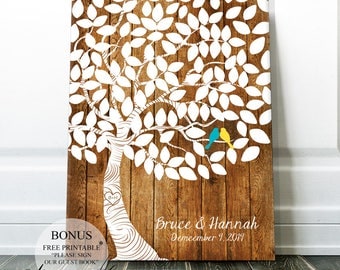 Wedding Guest book Alternative Wedding Canvas - Rustic Wedding Tree Guestbook Unique Guest book - Personalized Gift Bridal Guest Book Ideas