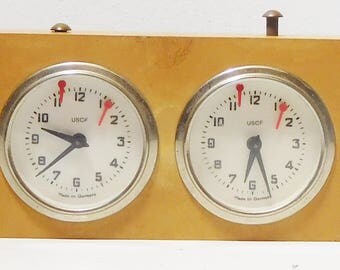 Vintage chess double clock timer game West Germany mechanical retro decor winding plastic needs some repair push button geek odditiy gamer