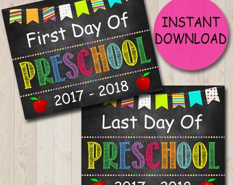 Back to School Photo Prop, First/Last Day of School Chalkboard Milestone Signs, Preschool, 1st Day of School Printable, INSTANT DOWNLOAD