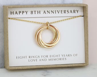 8th anniversary gift for wife, 8 year anniversary necklace for her, handmade gift for her - Lilia