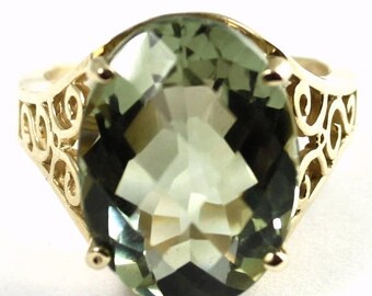 On Sale, 30% Off, Green Amethyst, 14KY Gold Ring, R049