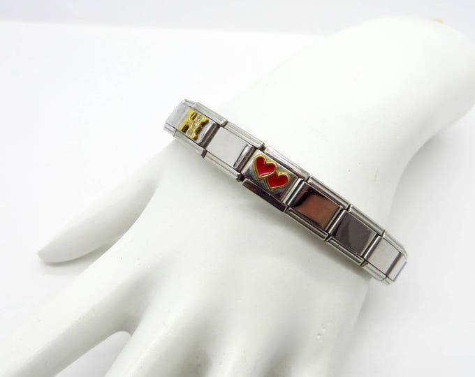 Zoppini Charm Bracelet, Vintage Stainless Steel Italian Stretch Charm Bracelet Gift for Her