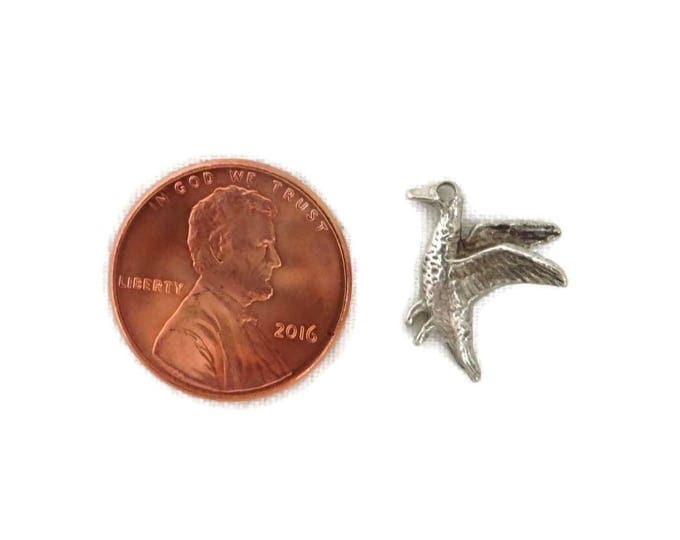 Sterling Silver Bird Charm, Vintage 3D Flying Bird Pendant, Charm Bracelet, Gift idea