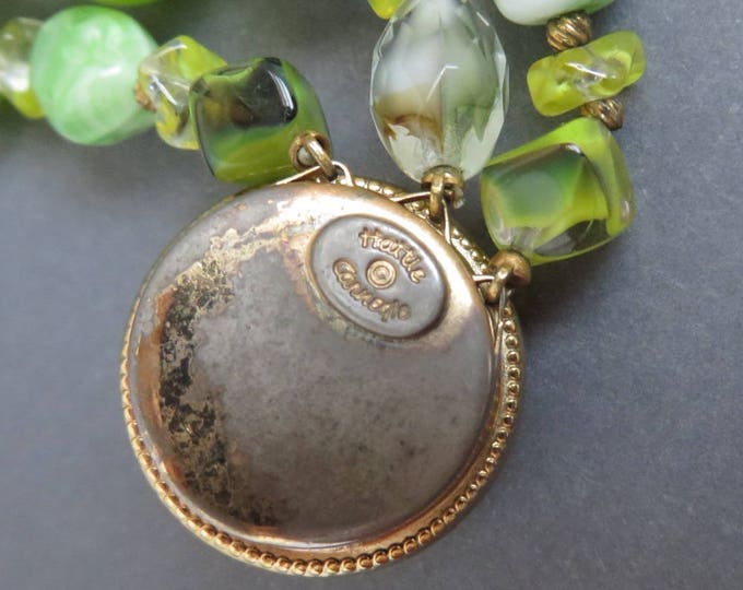 Vintage Bracelet - Hattie Carnegie Crystal Bracelet, Three Strand Green Glass Bracelet, Designer Signed Bracelet