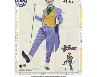 8195 Simplicity, Men's D.C. Comics Joker Costume, Batman Villain Movie Joker Costume, Heath Ledger Joker Costume, DC Comics Villains Costume