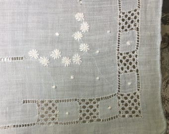 SALE Handkerchief Bridal Bridesmaid Madeira Cotton Cutwork Wide Border