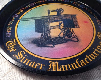 Bristolware Black Metal Metallic Singer Treadle Sewing Machine Tray Serving Tray