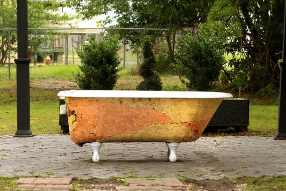 Gilded Refinished 56 Antique Clawfoot Bathtub Hand