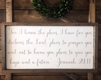 Jeremiah 29:11, Farmhouse Style Signs, Wood Signs, Rustic Wooden Signs, Scripture Signs, Wood Bible Verse Signs, Faith