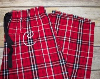 red and black pajama pants