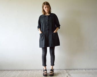 vintage MARIMEKKO linen blend half sleeves summer duster coat with large rounded 50s style collar size 40 12 medium