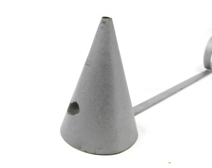 Primitive Tin Cone Shaped Candle Snuffer - Extinguish Candle Flame - Rustic Collector - Long Handle Candle Snuffer