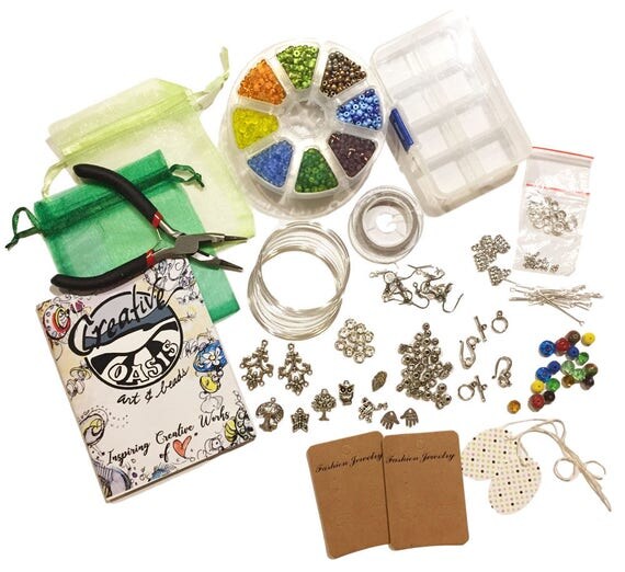 Jewelry Making Kit. Starter Set Glass Beads for teens and