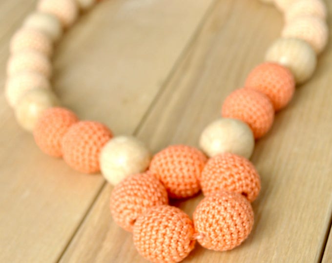 Peach Nursing Necklace - Breastfeeding necklace - Teething Necklace - Mommy necklace - Baby Shower Gift - Necklace for feeding - teether