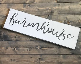 farmhouse script- Farmhouse sign on Reclaimed Wood
