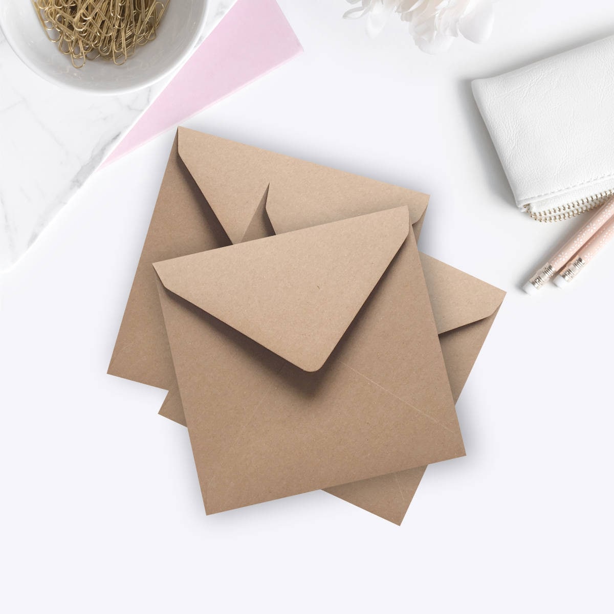 100 Kraft Envelopes 5 Square Envelopes 5x5 Bulk Wedding