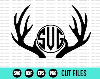 Deer Antler SVG - Deer Monogram SVG - SVG Files - Deer svg - Hunting svg - Cut Files - Cricut Files - Silhouette Files - Monogram svg
