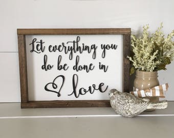 Wall Decor, Wood Wall Art, Wood Wall Decor, Let everything you do be done in love, Christian wall art, Bible verse wall art, Christmas Gift