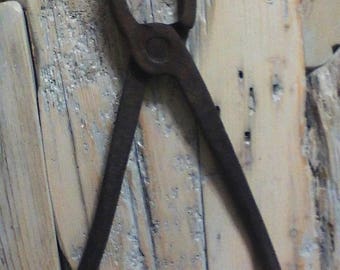 SALE!! Primitive Blacksmith Tongs , Rare Old Blacksmith Tool , Hand Forged Tongs