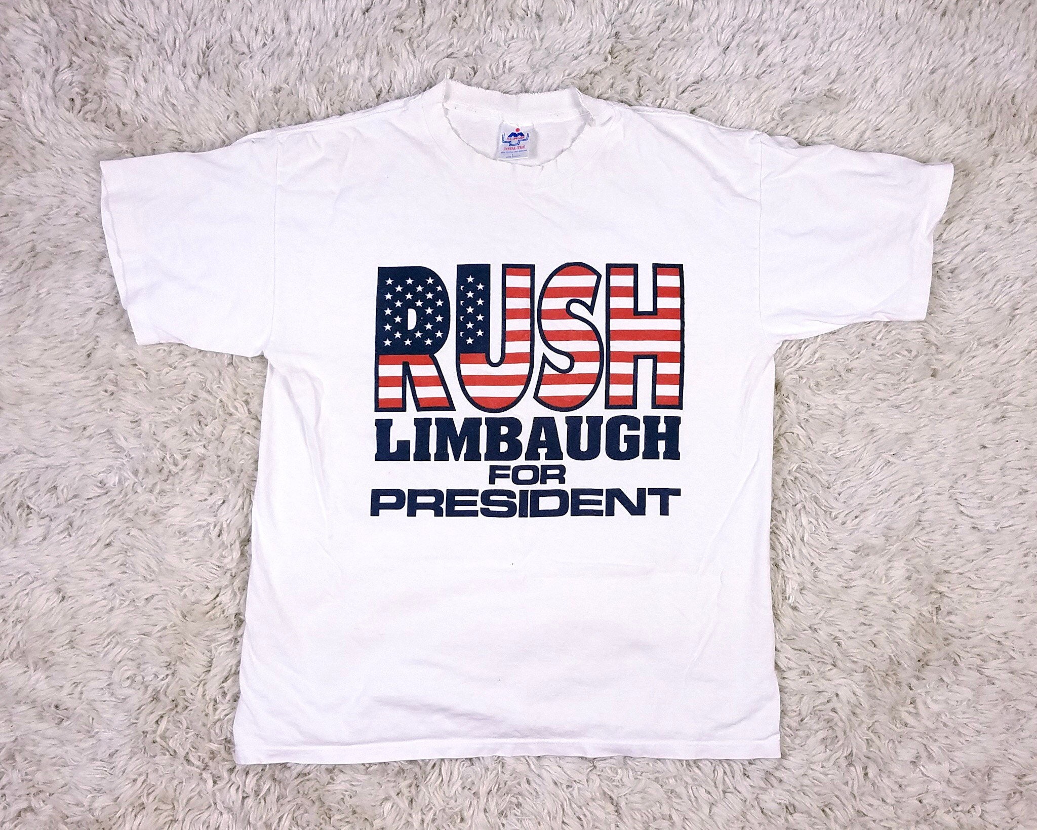 90s Vintage Rush Limbaugh For President Graphic T-Shirt, Novelty Political ...