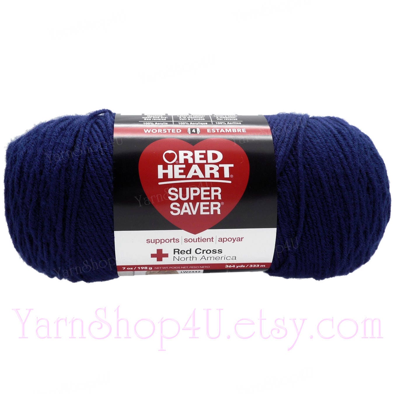SOFT NAVY Red Heart Super Saver. Dark Blue Acrylic Yarn.