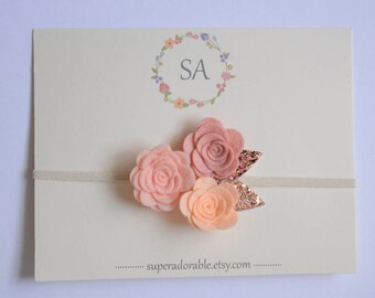 Felt Flower Headband - Felt Baby Headband, Felt Flower Headband, Garland Headband from SuperAdorable