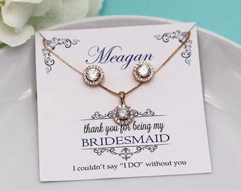 Bridesmaid Jewelry Rose Gold, Bridesmaid Jewelry Set 4 5 6 7 8, Bridesmaid Jewelry Gift, personalized bridesmaid jewelry set 524739907