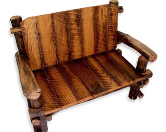 Rustic Wood Bench, Reclaimed Wood, Wooden Bench, Log Bench, Barnwood Bench, Wedding Bench, Porch Furniture, Log Furniture, Cabin Furniture