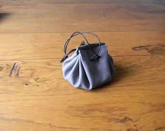 Grey leather purse handmade
