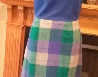 Back 2 School Sale Trendy 1960s Solid & Plaid Maxi Dress