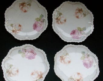 Set of 4 Vintage RS Germany 6 Inch Porcelain China Dessert Plates - Free Shipping