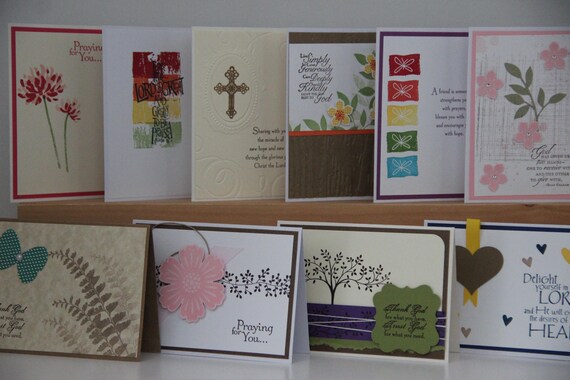 10 Christian Cards. Religious Greeting Card Assortment. Blank