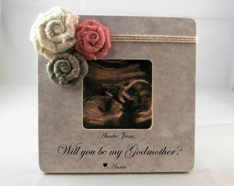 Will you be my Godmother gift personalized picture frame Godparents to be