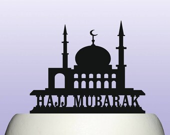 Hajj Mubarak Acrylic Muslim Religion Celebration Cake Topper Decoration and Keepsake Gift