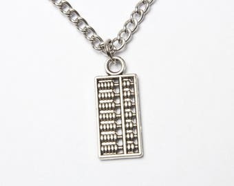 Silver Abacus Necklace, Abacus Necklace, Accountant Necklace Gift, Maths Necklace, Student Gifts, Numbers Necklace, BFF Gifts, Daughter Gift