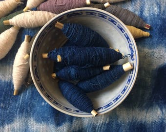 Shibori Indigo Cotton Thread/ Yarn - Sashiko Blue dyed good thread - Natural hand dye/ Plant dyes - Embroidery Supplies - Sewing/ Quilting