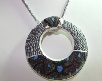 NEW - Pendant necklace round bi-texture