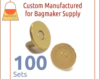 18 mm Extra Thin Magnetic Snaps, Gold Finish, 100 Set Pack, Purse Handbag Bag Making Hardware Supplies, 3/4", 3/4 Inch, BSN-AA037